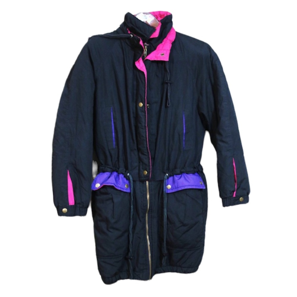 Retro 90's colorblock Winter ski snow jacket coat puffy black vintage KARIZMA